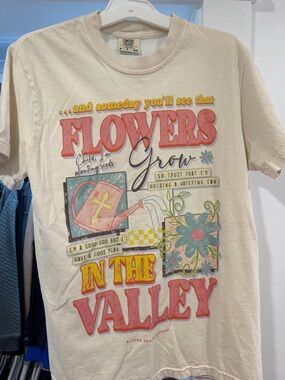 Comfort Colors Cream Graphic Tee with Pink & Yellow Print